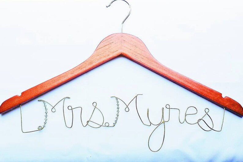 Copper Hanger Engagement Gift Bridal Shower Gift Personalized Bride Gift Crystal Bridal Hanger Sparkly Wedding Hanger Gift for Bride