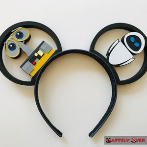 Wall-E and Eve Robot 3D Printed Mickey Mouse Ears IllusionEars Headband