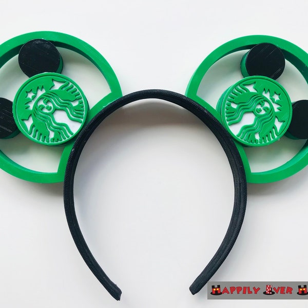 Starbucks Coffee 3D Printed Mickey Mouse Ears IllusionEars Headband