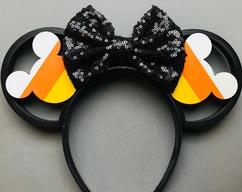 Mickey and Minnie Candy Corn Halloween 3D Printed Mouse Ears IllusionEars Headband