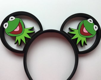 Kermit the Frog Muppets 3D Printed Mickey Mouse Ears IllusionEars Headband