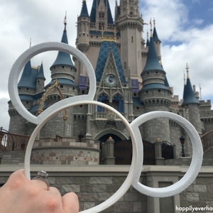 Iridescent Diamond White Glitter Bridal Wedding 3D Printed Mickey Mouse Ears IllusionEars Headband