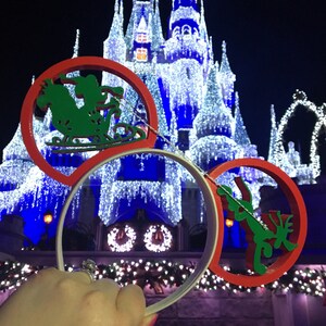 Santa Sleigh Mickey Mouse and Pluto Reindeer Christmas 3D Printed Mickey Mouse Ears IllusionEars Headband