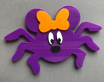 Minnie Mouse Spider with Bow Halloween Party Women and Girls Hair Clip Barrette Accessory or Brooch Pin