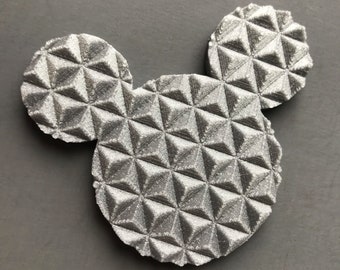 Epcot Mickey Mouse Spaceship Earth Textured 3D Printed Women and Girls Hair Clip Barrette Accessory or Brooch Pin