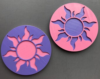 Rapunzel Tangled Sun Circle Lavender and Pink Medallion Kingdom of Corona Crest Women and Girls Hair Clip Barrette Accessory or Brooch Pin