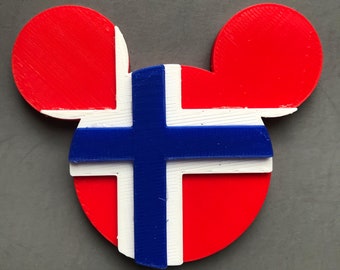 Norway Mickey Mouse Flag Epcot World Showcase Women and Girls Hair Clip Barrette Accessory or Brooch Pin