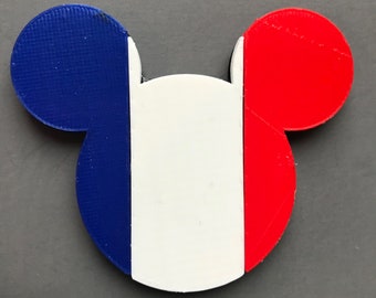 France Mickey Mouse Flag Epcot World Showcase Women and Girls Hair Clip Barrette Accessory or Brooch Pin