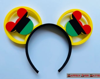Juneteenth Pan-African Mickey Flag 3D Printed Mouse Ears IllusionEars Headband