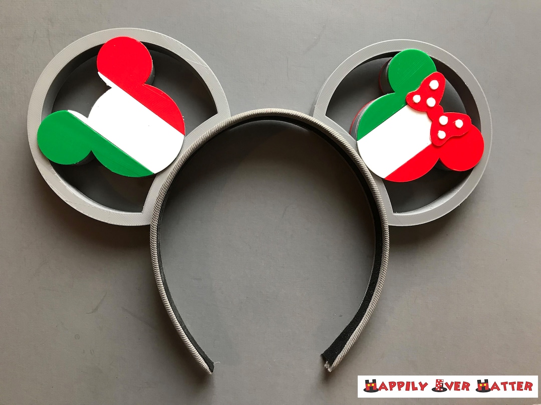 NWT Disney Parks Epcot Minnie & Mickey Italy Ears Mascarade Headband 109181.jpg main image 2