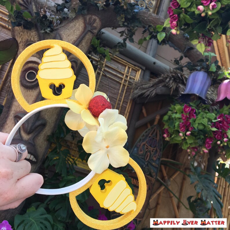 Adventureland Dole Whip Flower Crown 3D Printed Mickey Mouse Ears IllusionEars Headband image 8