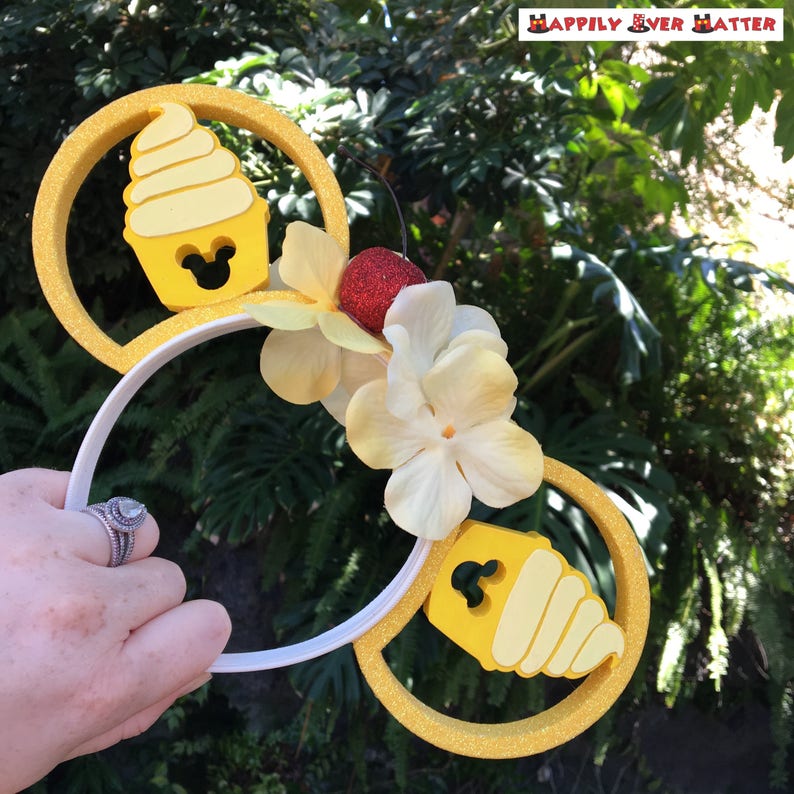 Adventureland Dole Whip Flower Crown 3D Printed Mickey Mouse Ears IllusionEars Headband image 1