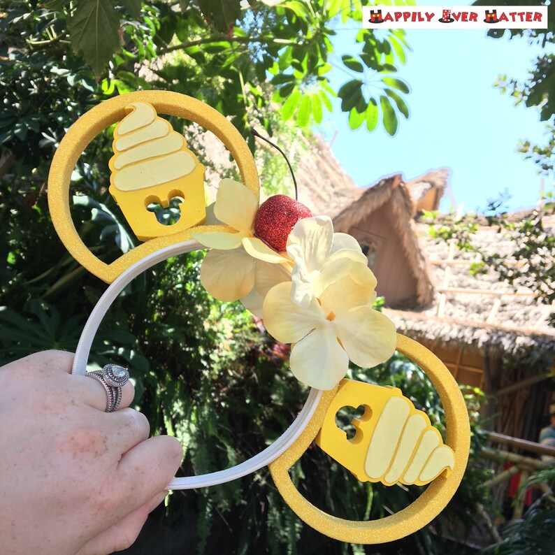 Adventureland Dole Whip Flower Crown 3D Printed Mickey Mouse Ears IllusionEars Headband image 4