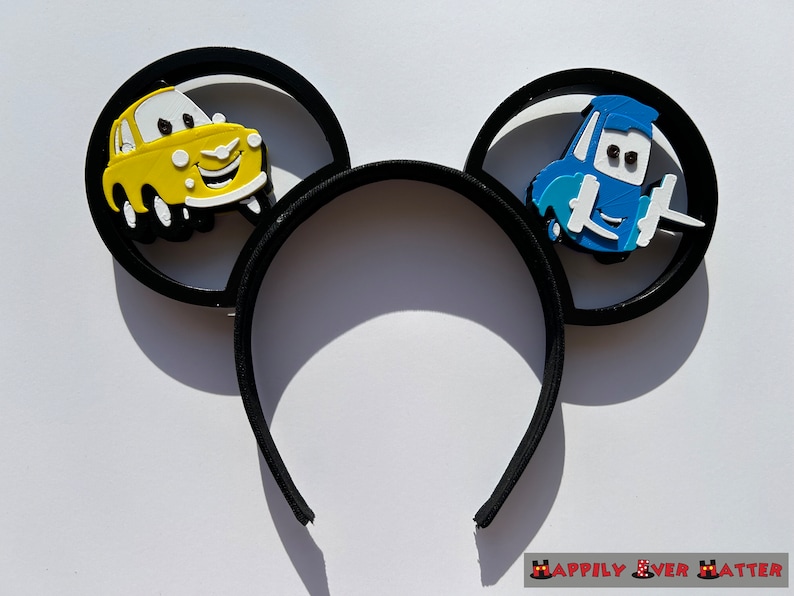 Guido and Luigi Cars 3D Printed Mickey Mouse Ears IllusionEars Headband image 2