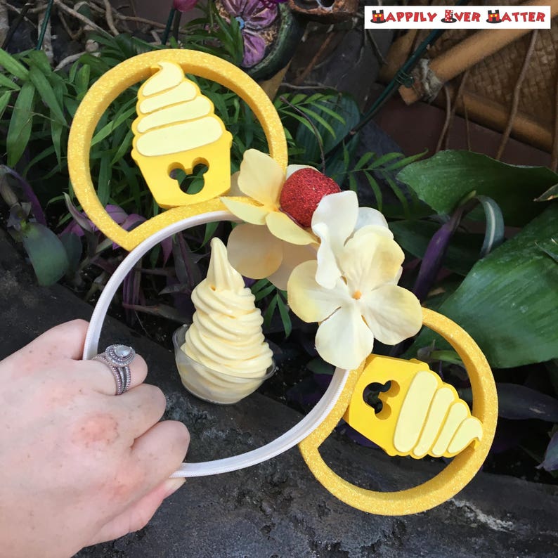 Adventureland Dole Whip Flower Crown 3D Printed Mickey Mouse Ears IllusionEars Headband image 3