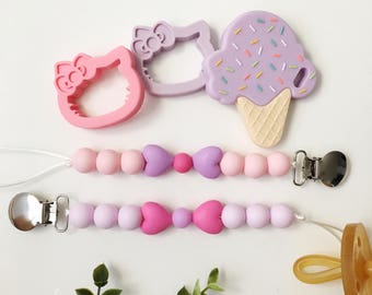 Silicone Pacifier Clip | Pacifier Clip | Soother Clip | Binky Clip | Dummy Clip | Teether Clip | Natural Clip | Teether | Baby Shower Gift