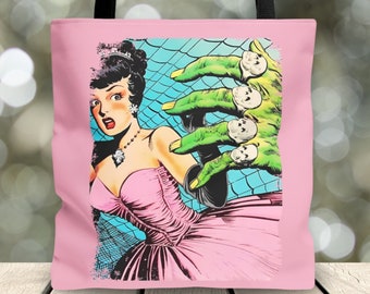 Borsa tote vintage per ragazza fumetto horror, Goth, stile gotico, Alt, Rockabilly, Estetica, Amante dell'orrore, Goth pastello, Borsa per libri, Borsa, Idea regalo