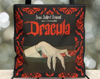 Borsa tote Bram Stoker Dracula, Goth, Stile gotico, Alt, Estetica, Amante dei vampiri, Borsa horror, Classico occulto, Amante dei libri horror, Idea regalo