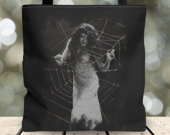 Borsa tote da donna gotica inquietante vintage, Goth, Alt, Estetica, Ragnatela, Amante dell'orrore, Immagine spettrale, Borsa per libri, Borsa Goth, Idea regalo