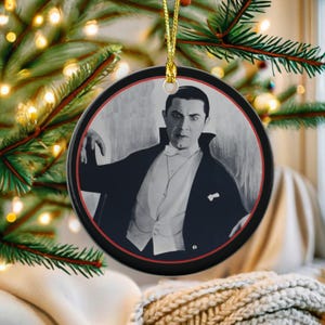 Gothic Classic Monster Dracula Ornament, Horror, Vampire Lover, Halloween Tree, Christmas, Spooky Holiday, Goth, Alt, Ceramic, Gift Idea