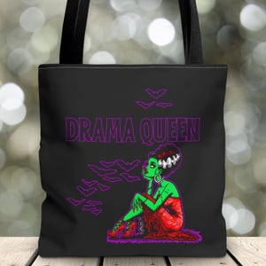 The Bride of Frankenstein Tote Bag, Drama Queen, Classic Monster, Goth Shoulder Bag, Gothic Tote, Day Trip Tote Bag, Retro Horror, Gift Idea
