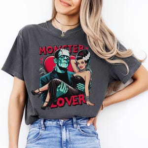 Monster Lover Frankenstein Tee, Comfort Colors, Classic Monster, Horror Icon, Pinup, Retro Style, Goth, Alt, Rockabilly, Unisex, Gift Idea