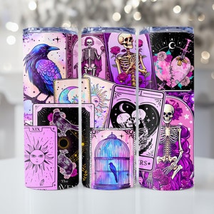 Mystischer Tarot Karten Becher, Wicca, Witchy Vibes, Okkult, Dark Cottage, Gothic Becher, Pastel Goth, Alt Becher, Skelette, Mystischer Becher