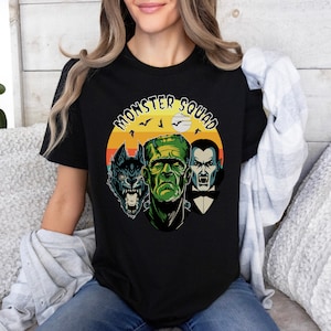 Horror Classic Monsters T-Shirt, Frankenstein Shirt, Dracula Shirt, Wolfman Shirt, Horror Fan T-Shirt, Goth T-Shirt, Vintage Style T-Shirt