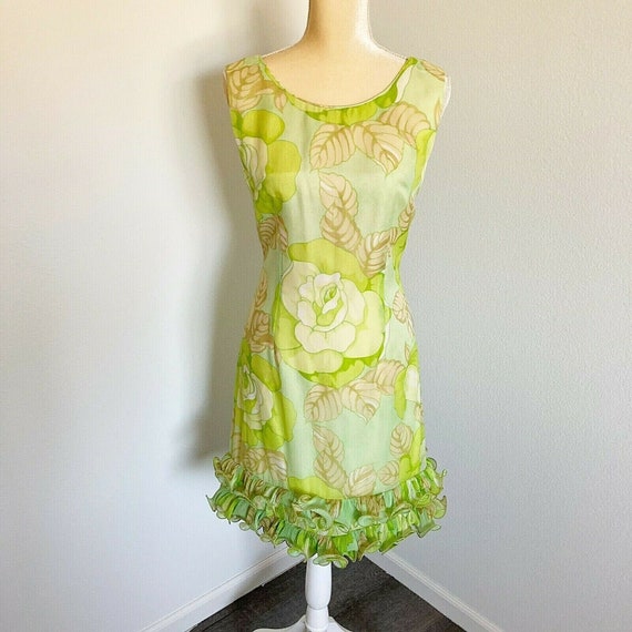 Vintage 60's Dress Floral Mod Go-Go Small