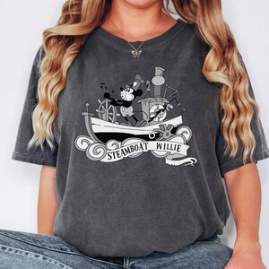 Cute Retro Style Steamboat Willie T-shirt, Comfort Colors, Vintage Vibes, Unisex Tee, Theme Park Attire, Nostalgic, Whimsical, Iconic Mouse