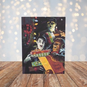 Klassische Monster Weihnachtskarten, Horror Weihnachten, Gothic Feiertagskarten, Grußkarten, Wunderliche Karten, Set von 10+, Frohe Weihnachtskarten