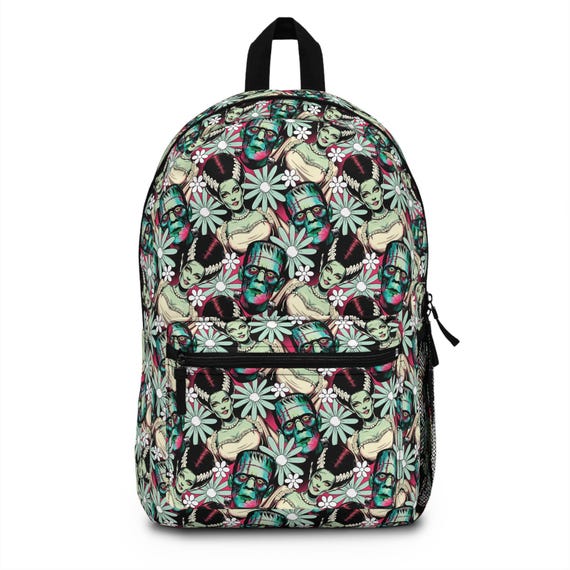 Frankenstein and the Bride Floral Backpack Goth Bag Rockabilly Bookbag Classic Monsters Retro Vibes Horror Fan Flowers Gift Idea Etsy