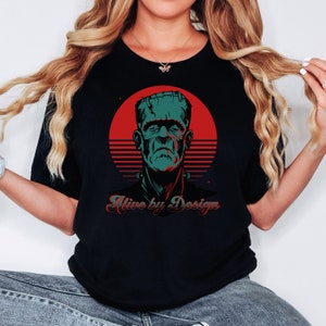 Frankenstein Retro Style T-Shirt, Vintage Look, Horror Shirt, Rockabilly Shirt, Goth Shirt, Alt Clothing, Gift for Horror Lover, Retro Vibes