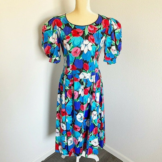 Vintage 80's Cottagecore Dress Floral Flowers Size