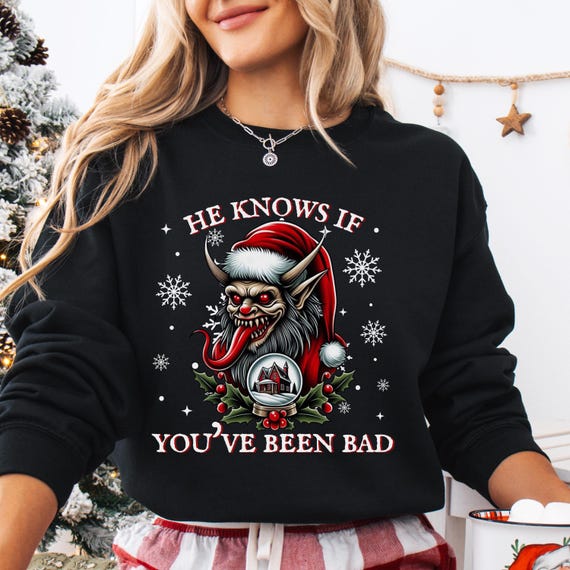 Krampus Demon Christmas Sweatshirt, Spooky Holiday Sweater, Goth