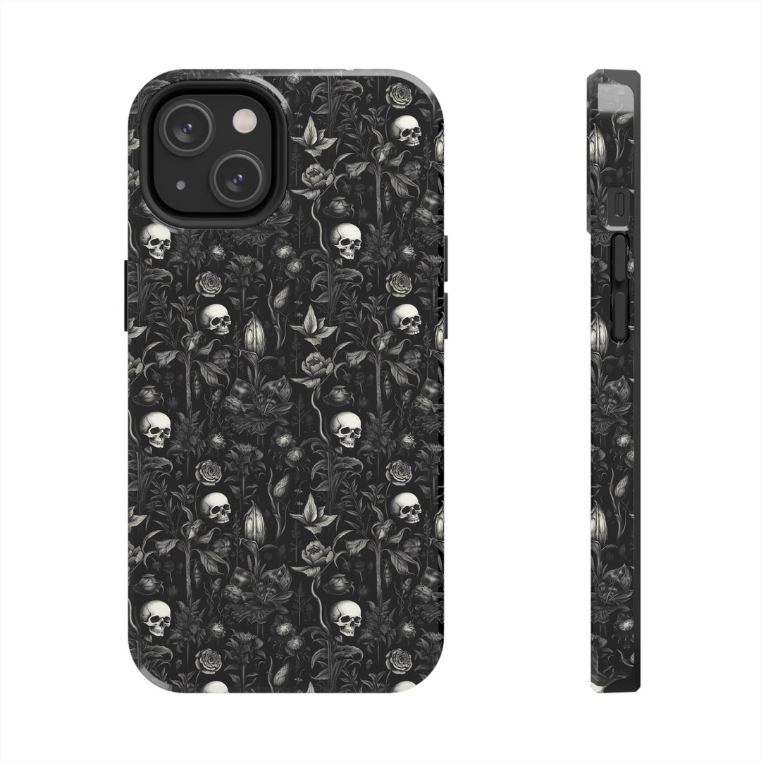 Gothic Floral Skull Phone Cases, Dark Botanical, Goblincore, Dark ...