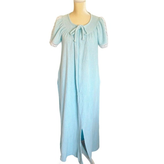 Vintage Baby Blue Terry Cloth House Dress Robe Cover up Front - Etsy