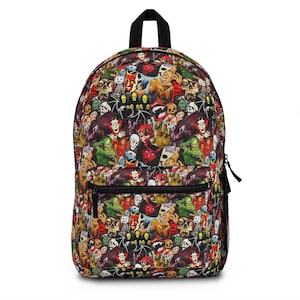 Sac à dos rétro collage horreur, sac gothique, style gothique, cartable alternatif, grunge, punk, amateur d'horreur, monstres, vampires, fantasmagorie esthétique, cadeau