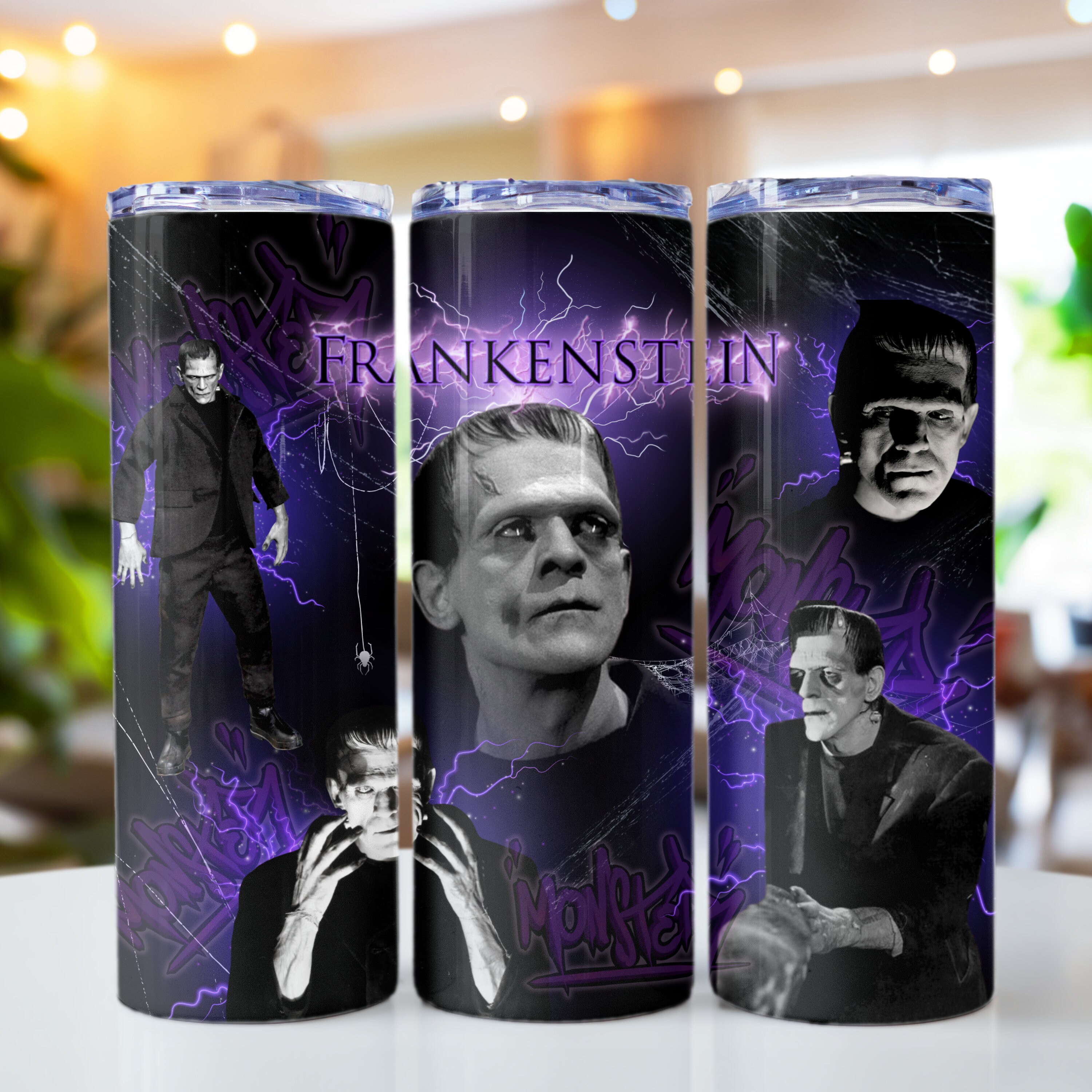 Classic Horror Frankenstein Tumbler, Classic Monsters, Goth Tumbler, Horror Lover Gift, Tall Skinny Tumbler, Horror Icons, Gothic Aesthetic