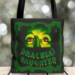 Horror Draculas Daughter Tote Bag, Classic Monsters, Vampire Lover, Goth Shoulder Bag, Gothic Tote, Day Trip Tote Bag, Colorful, Gift Idea