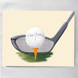 Golf, golf Card, Birthday card, Tee Shot, Card for Golfer, Golf Art, Golf Tee, tee shot, golf club, driver, golfer, golf ball, golfers