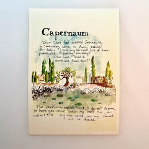Wall art, Israel art, Capernaum Print, Watercolor Israel Print, Holy Land Art, Jesus Print, Christian Art, pray for Israel, sea of Galilea