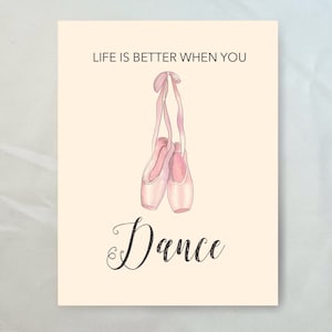 Ballerina card, ballet, pointe, recital, Dance card, Ballet shoes, toe shoes, pink, dancer card, dancer, ballet, card for ballerina