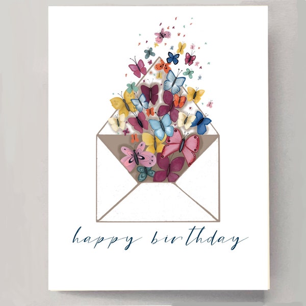 Butterfly Surprise Birthday Card, Happy Birthday Butterfly Card, Birthday Card, Butterfly Art, Rainbow Butterfly Birthday, Butterfly Cards