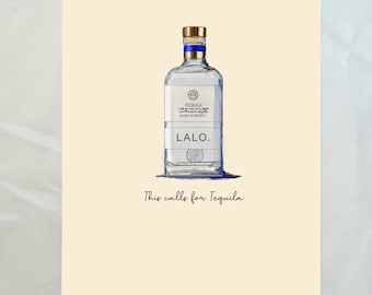 Lalo tequila notecard, tequila greeting card, tequila notecard, tequila art, ranch water