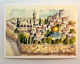 Wall art, Israel art, Jerusalem print, Israel Card, Jerusalem, Christian art, Jerusalem Art, Pray for Israel, Holy Land artwork, Jesus art