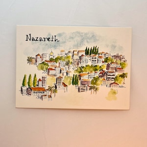 Wall art, Israel art, Nazareth Print, Israel Print, watercolor print, Israel Postcard, Jerusalem Art, Christian Art, Pray for Israel