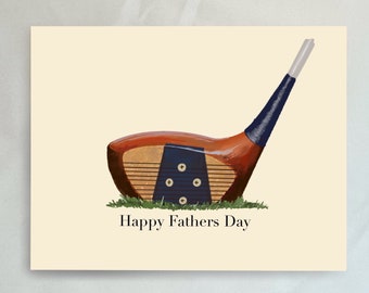 Fathers Day Golf Card, golf card, Golfer card, Golf Art, Antique golf, vintage golf club, Father’s Day golfer, wooden golf club, golfer art