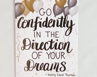 Graduation Card, Graduate, congratulations, congrats card, graduation balloons, balloons, Thoreau quote, graduation quote