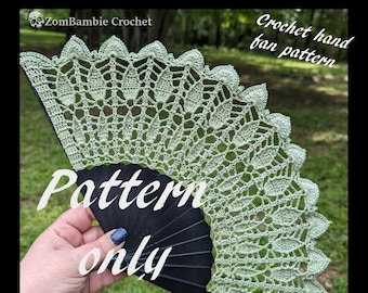 Leaf lace crochet hand fan pattern - Hand Fan Crochet Pattern - PDF Pattern - Leaf Fan Pattern - Crochet lace fan - crochet fan pattern